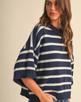 Between Chapters Sweater Top- Navy