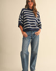 Between Chapters Sweater Top- Navy