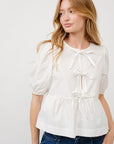 Maxwell Tie Front Top- White