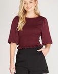 Smocked Top- Wine