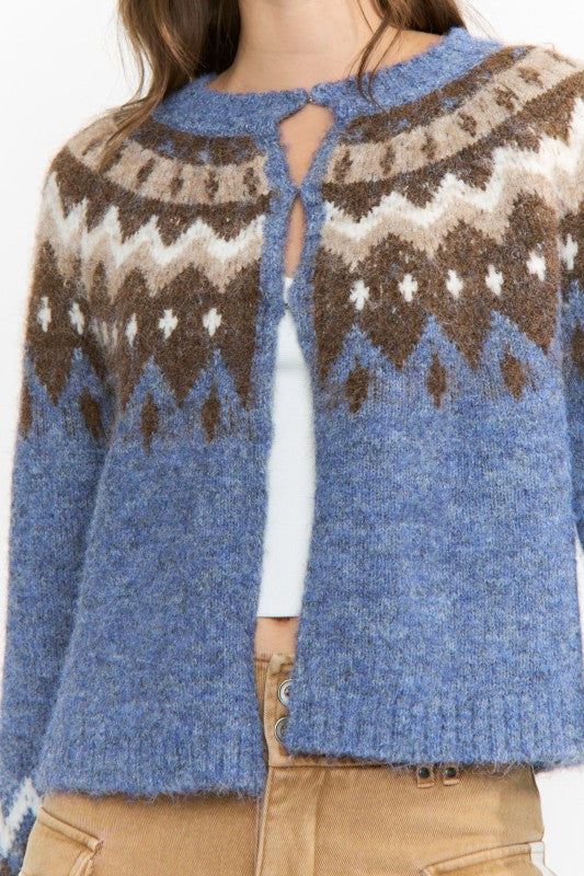 Nordic Pattern Knit Cardigan