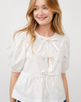 Maxwell Tie Front Top- White