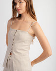 Linen Button Top- Natural