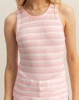Striped Knit Tank Top-Pink