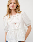 Maxwell Tie Front Top- White