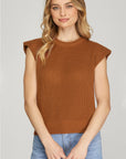 Coffee Shop Chats Sweater Vest- Camel