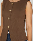 Sleeveless Front Button Knit Vest