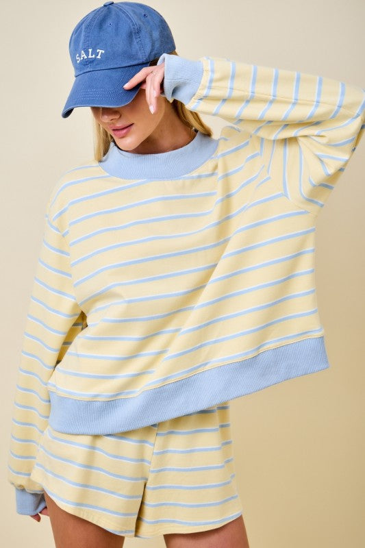 Salt Air Striped Mockneck