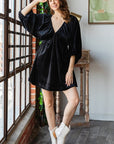 Velvet Puff Sleeve Dress- Black