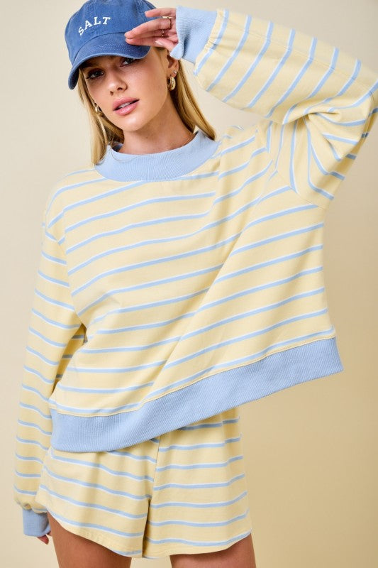 Salt Air Striped Mockneck