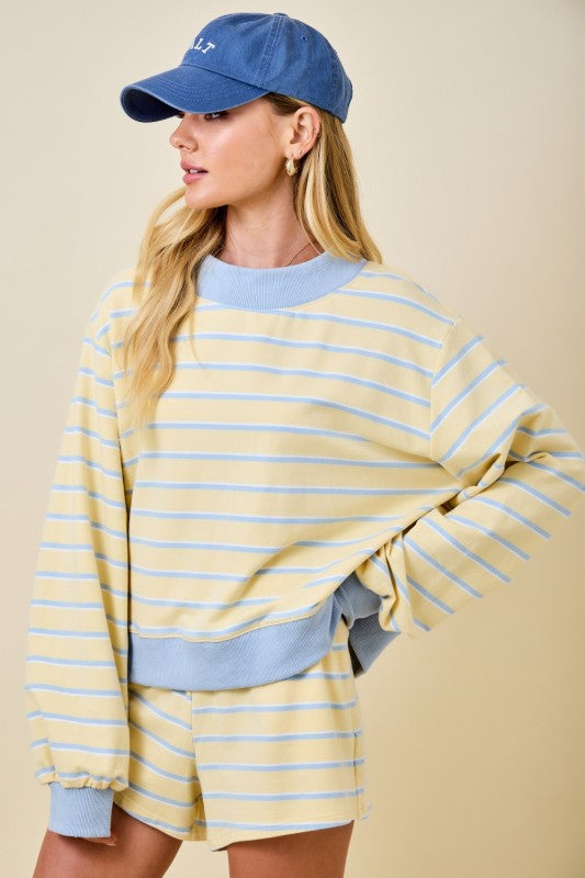 Salt Air Striped Mockneck